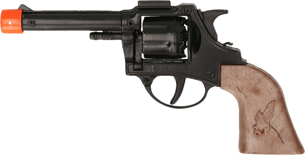 Cowboy/Politie speelgoed revolver/pistool - metaal - 8-schots plaffertjes - Wapens - Kind/volwassenen