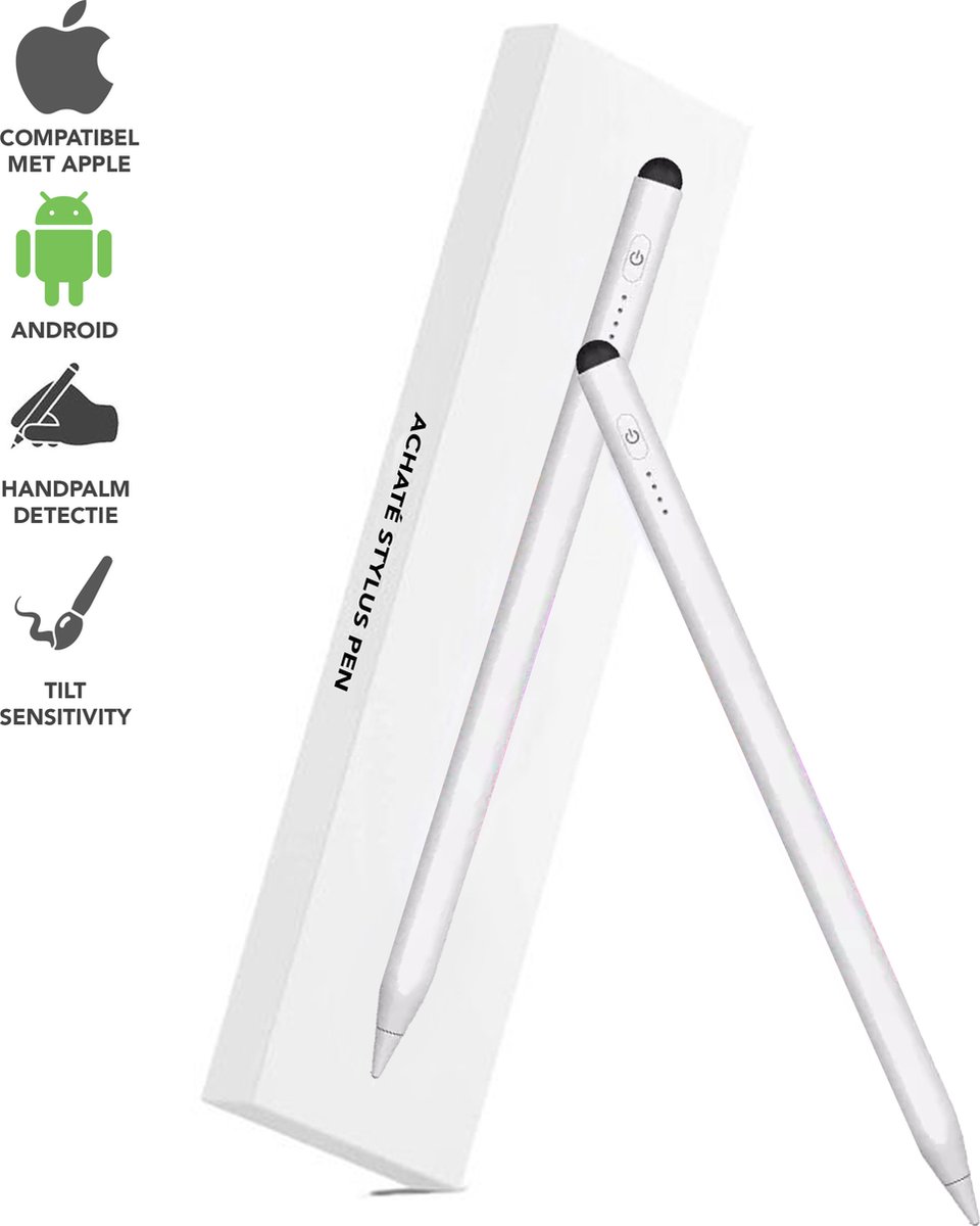 Achaté Stylus Pen Pro - Alternatief Apple Pencil en Universele Stylus - Met Handdetectie - Wit