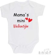 Soft Touch Romper "Mama's mini Valentijn" Unisex Katoen Wit/zwart/rood Maat 56/62