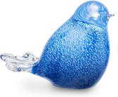 Glasobject vogel mini urn glas blauw/wit