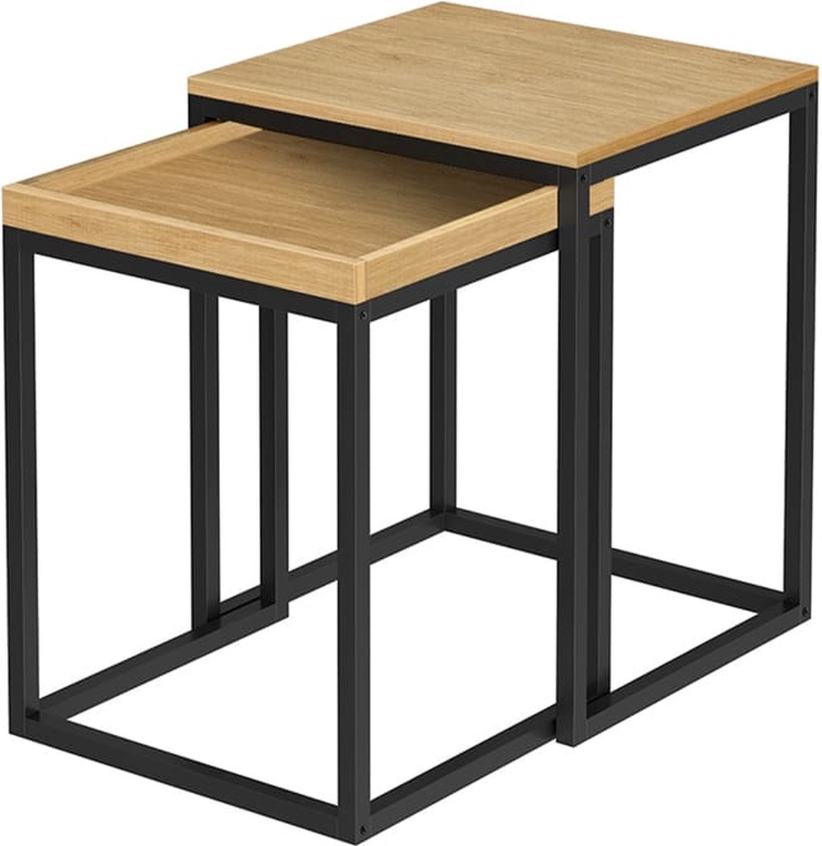 MAZAZU MIRA Home - Bijzettafel - Tafel - Vintage - Hout/Metaal - Lichtbruin - 40x38x51