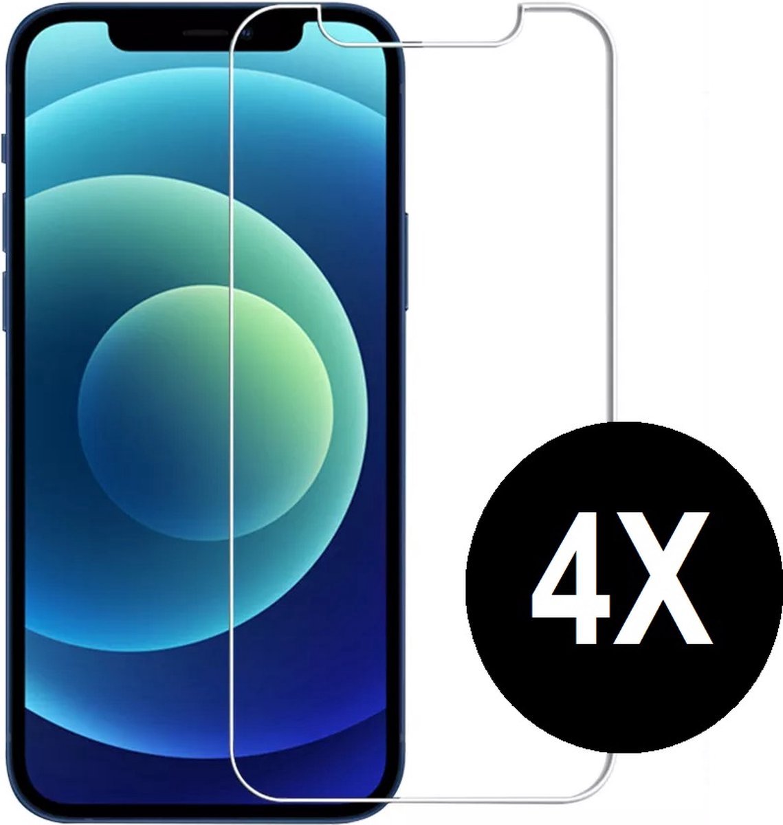 Iphone 13 Screenprotector 4x - Schermbeschermer - Gehard Glas - Volledige Dekking - Compatibel met Vingerafdrukken