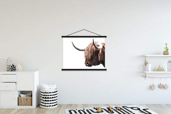 Porte-affiche avec affiche - Affiche scolaire - Highlander écossais - Vache - Corne - 120x90 cm - Lattes noires