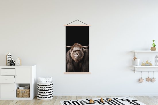 Porte-affiche avec affiche - Affiche scolaire - Singe - Highlander écossais - Zwart - 90x180 cm - Lattes vierges