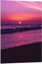 WallClassics - Drapeau - Mer et Plage avec Ciel Violet - Photo 60x90 cm sur Drapeau Polyester