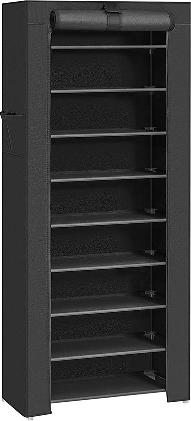 AZURU Schoenenrek – Schoenenkast voor 27 Paar Schoenen – 10 Planken - 160 x 58 x 28 cm – Metaal - Zwart