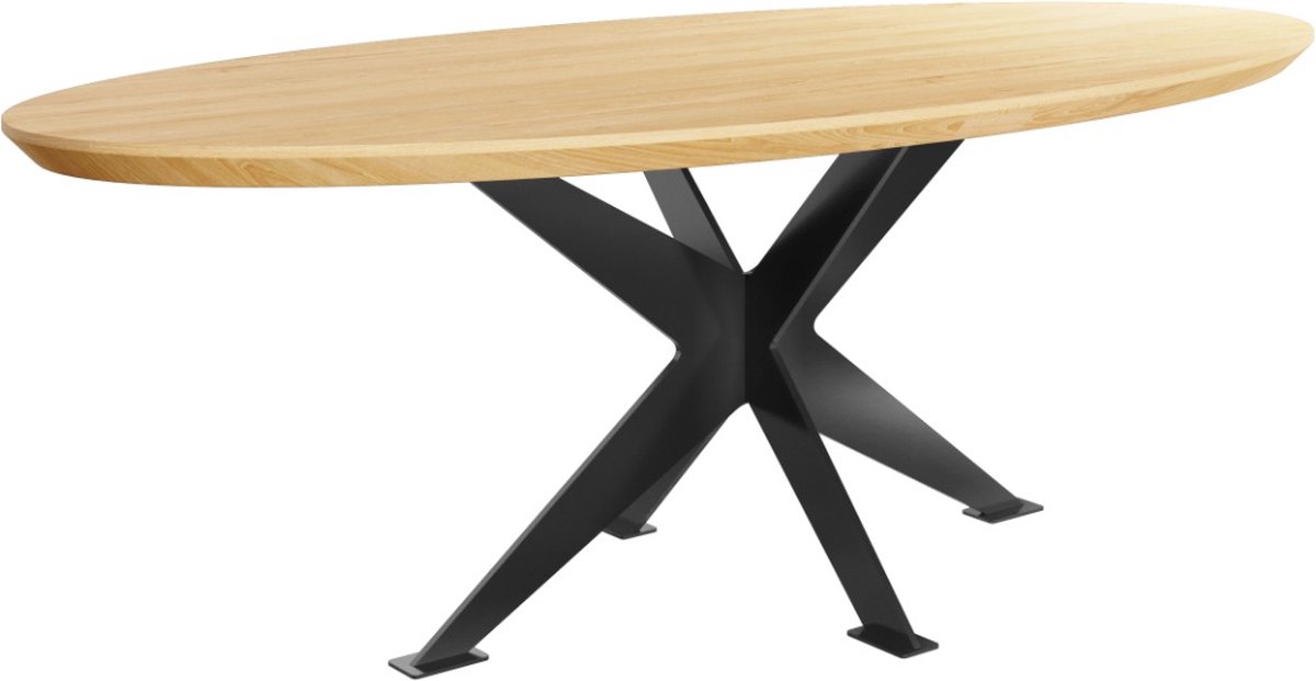 Ovello Rex | eiken eettafel Elipse met Stalen Onderstel