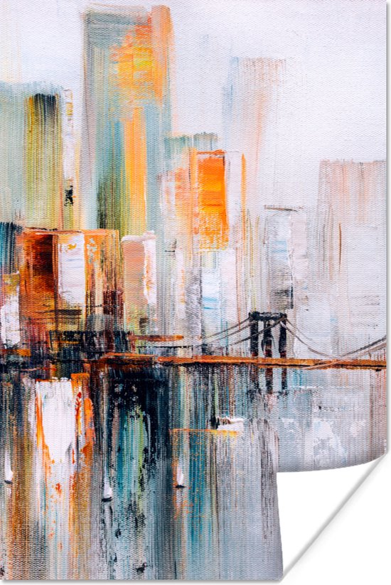 Poster Olieverf - Schilderij - Skyline - Abstract - 20x30 cm