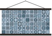Porte-affiche avec affiche - Affiche scolaire - Fleurs - Blauw - Motifs - Figurines - 120x60 cm - Lattes noires