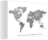 Canvas Wereldkaart - 30x20 - Wanddecoratie Wereldkaart - Quote - Vingerafdruk - Kindje - Jongens - Meisjes