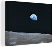 Canvas schilderij 160x120 cm - Wanddecoratie De aarde vanaf de maan - Muurdecoratie woonkamer - Slaapkamer decoratie - Kamer accessoires - Schilderijen