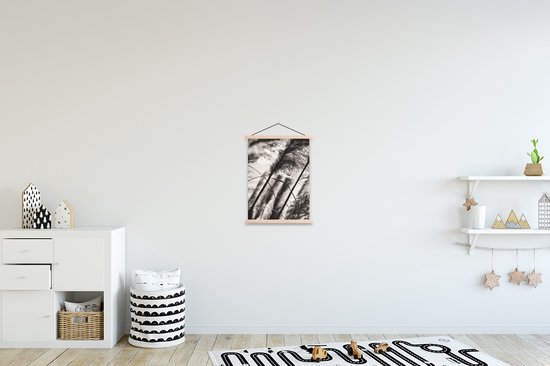 Porte-affiche avec affiche - Affiche scolaire - Herbe de la pampa - Zwart - Wit - Plante - 40x53 cm - Lattes vierges