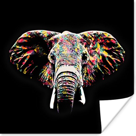 Poster Olifant - Dieren - Kleuren - 30x30 cm