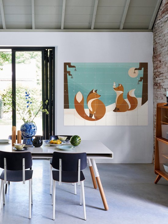 IXXI Vosjes, Elke Uijtewaal - 100 x 80 cm - Outil d'accrochage gratuit - Grande décoration murale et affiches - Illustrations, Digital Art, Ludique, Coloré