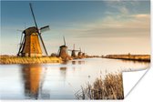 Les moulins à vent de Kinderdijk au coucher du soleil aux Nederland Poster 90x60 cm - Tirage photo sur Poster (décoration murale salon / chambre)