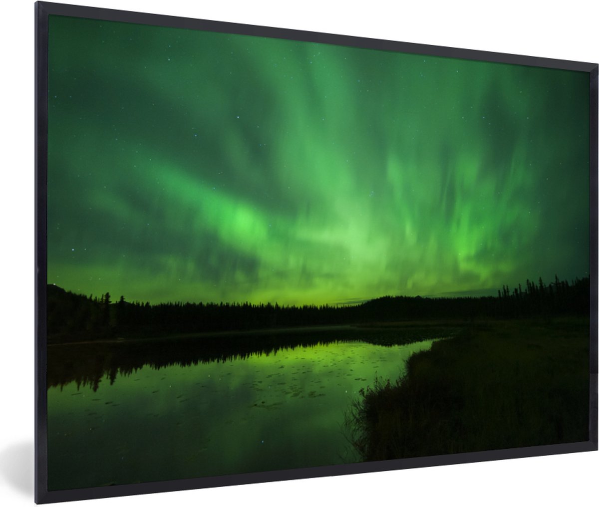 Fotolijst incl. Poster - Noorderlicht - Boom - Alaska - 60x40 cm - Posterlijst op Prijzenvolger.com