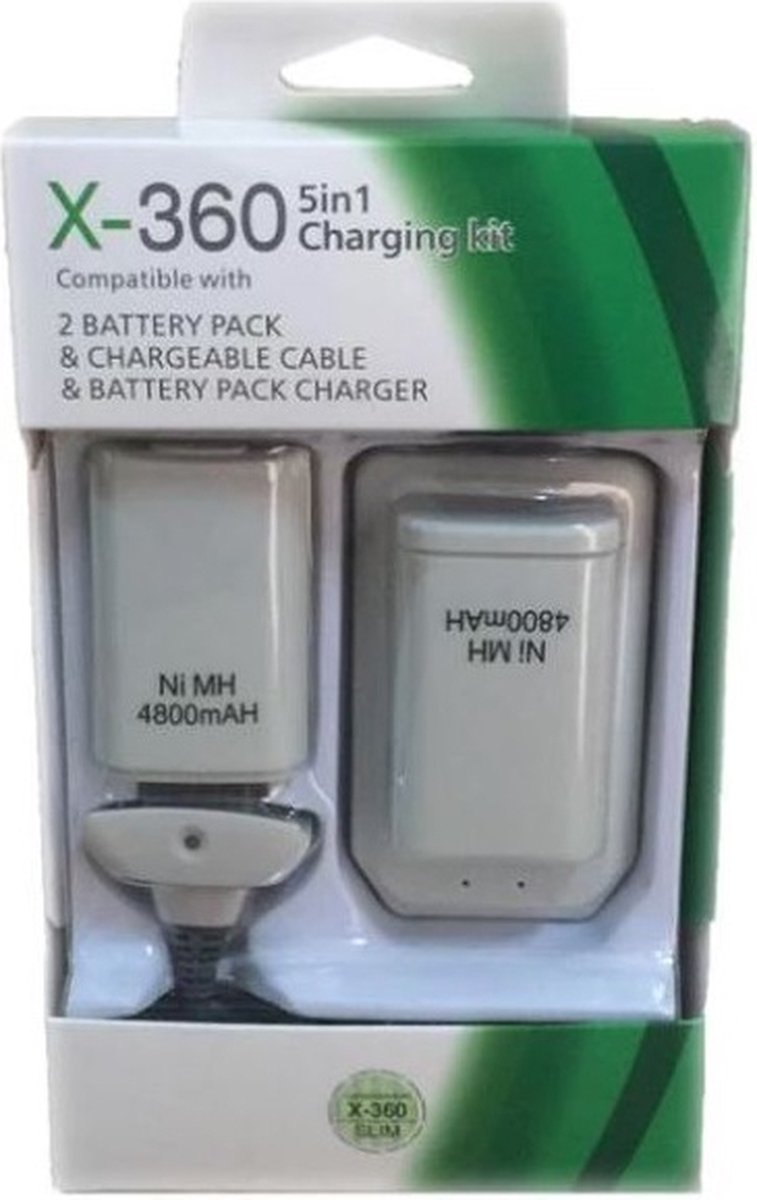 XBOX 360 batterij pack (2xbatterij +laadkabel) WIT