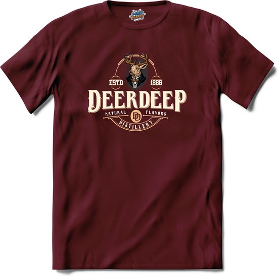 Deer Deep | Drank - Bar - Drink - T-Shirt - Unisex - Burgundy - Maat S