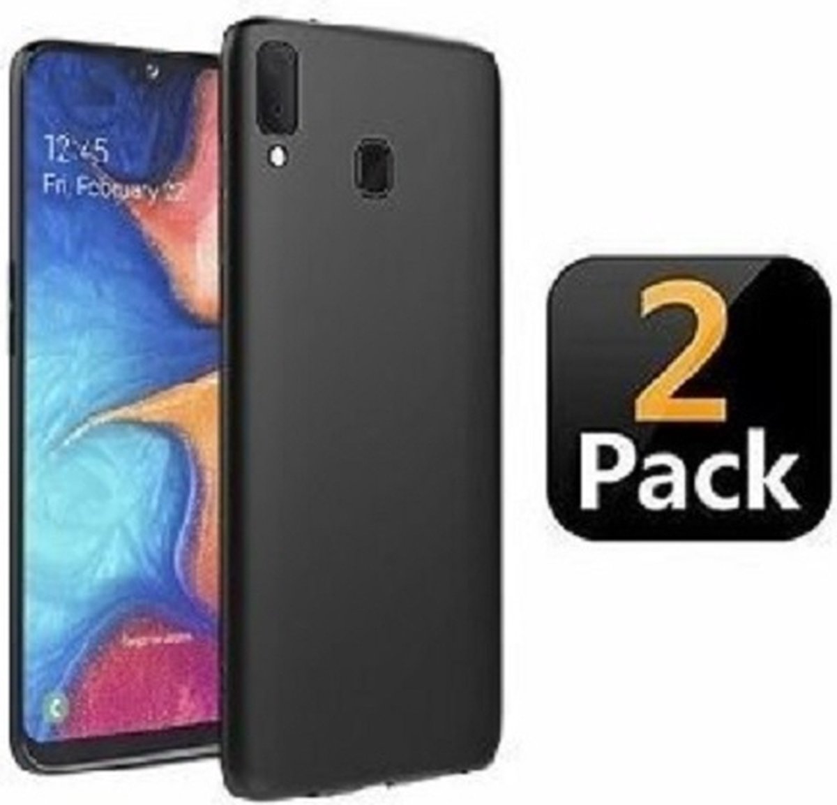 Samsung A20 Hoesje TPU Siliconen Zwart 2x
