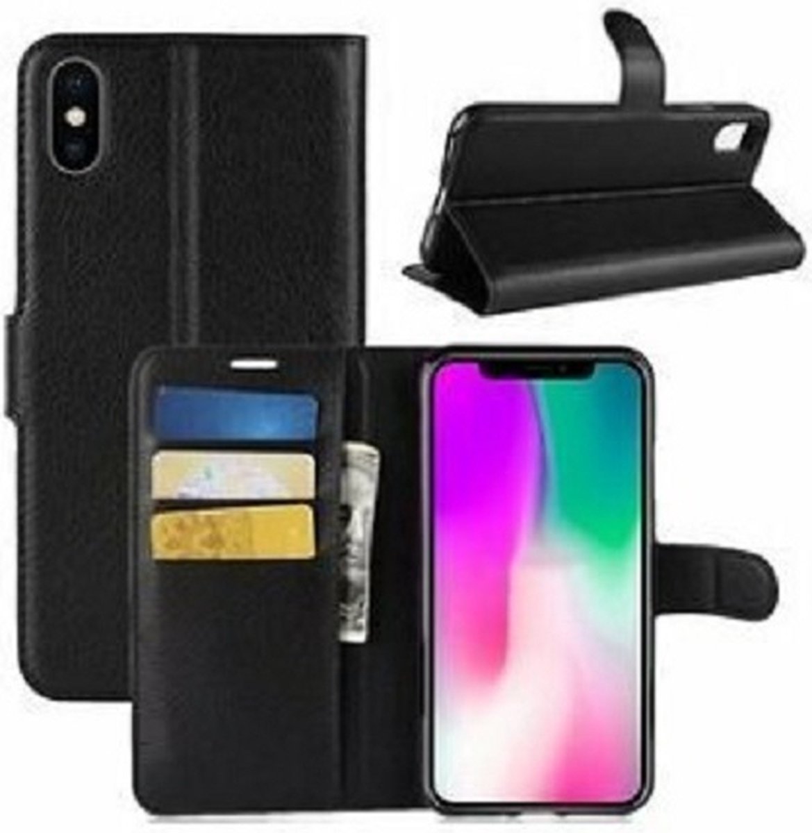 iPhone XR Portemonnee Hoesje Met Pasjeshouder Bookcase Zwart