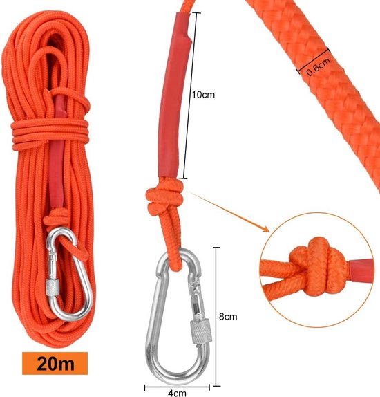 Corde d'escalade de sécurité haute résistance, longue, 20 m de diamètre, 6  mm, corde