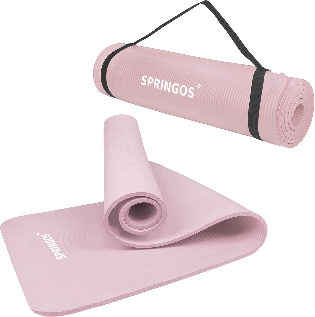 Springos Yoga Mat | Fitnessmat | Premium Kwaliteit | Anti Slip | Extra Dik (15 mm) | 61 x 183 x 1.5 cm | Roze