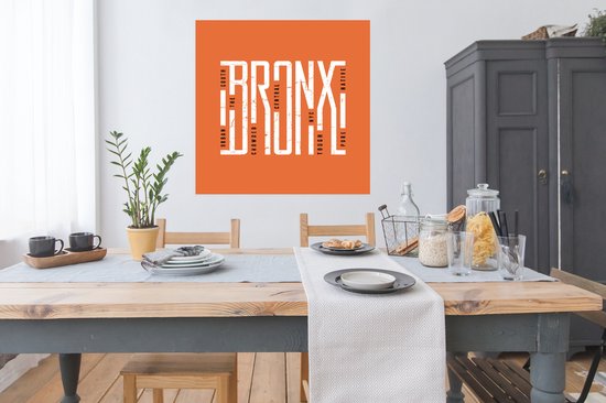 Illustration Bronx sur fond orange 100x100 cm