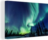 Canvas schilderij 180x120 cm - Wanddecoratie Poollicht in het Noord-Amerikaanse Canada - Muurdecoratie woonkamer - Slaapkamer decoratie - Kamer accessoires - Schilderijen