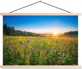 Porte-affiche avec affiche - Affiche scolaire - Soleil - Herbe - Fleurs - 120x80 cm - lattes vierges