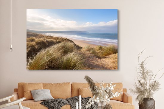 Tableau Toile Dune - Plage - Water - 180x120 cm - Décoration murale XXL