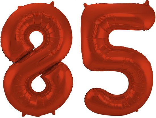 Folat Folie ballonnen - 85 jaar cijfer - rood - 86 cm - leeftijd feestartikelen