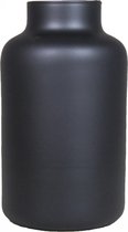 Bela Arte Bloemenvaas Milan - mat zwart glas - D15 x H25 cm - melkbus vaas met smalle hals