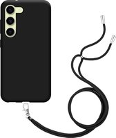 Cazy Soft TPU Telefoonhoesje met Koord - geschikt voor Samsung Galaxy S23 - Samsung Galaxy S23 Hoesje met Koord - Zwart