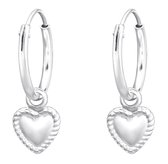 Joy|S - Zilveren hartje bedel oorbellen - oorringen - hart klassiek bewerkt randje