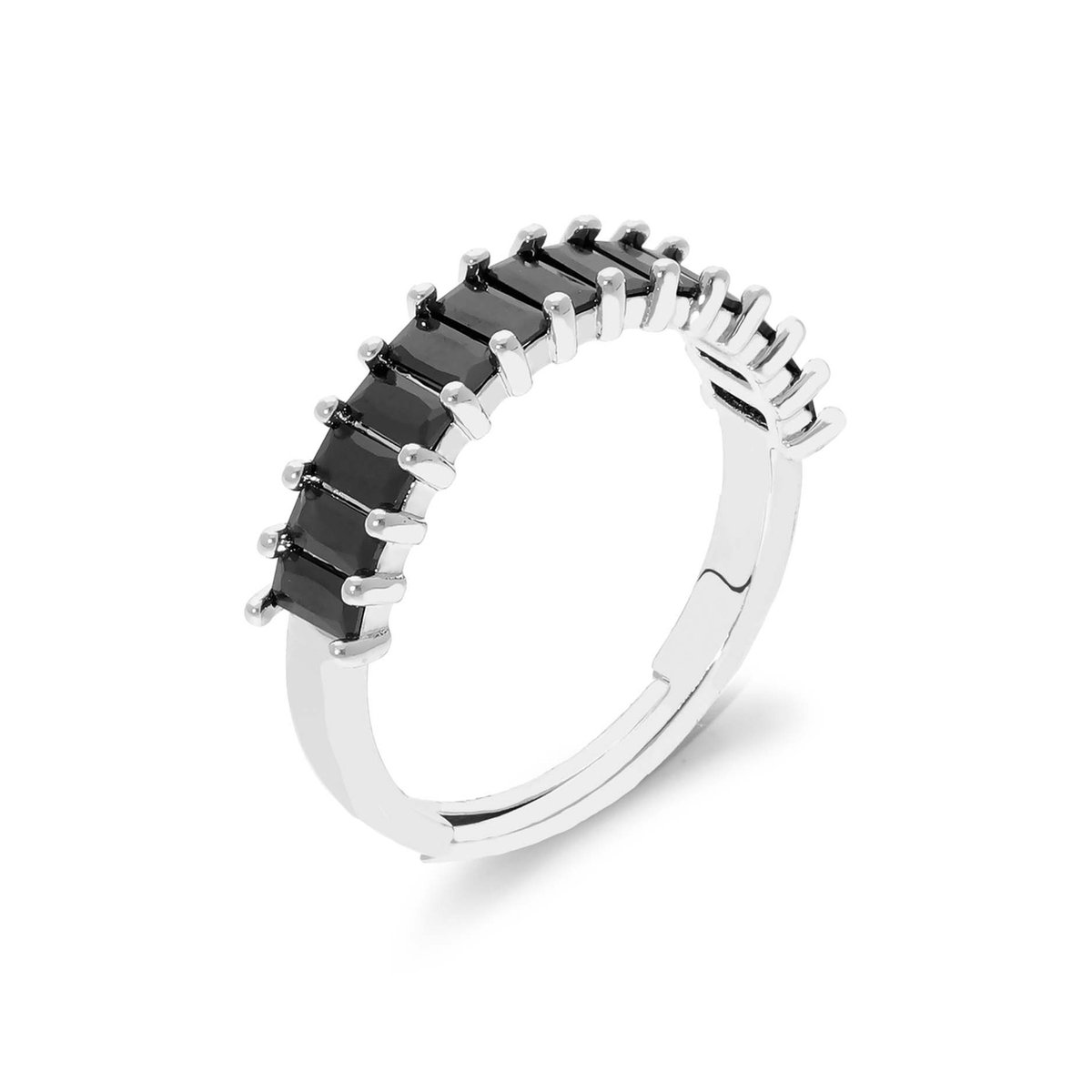 Coral ring black silver