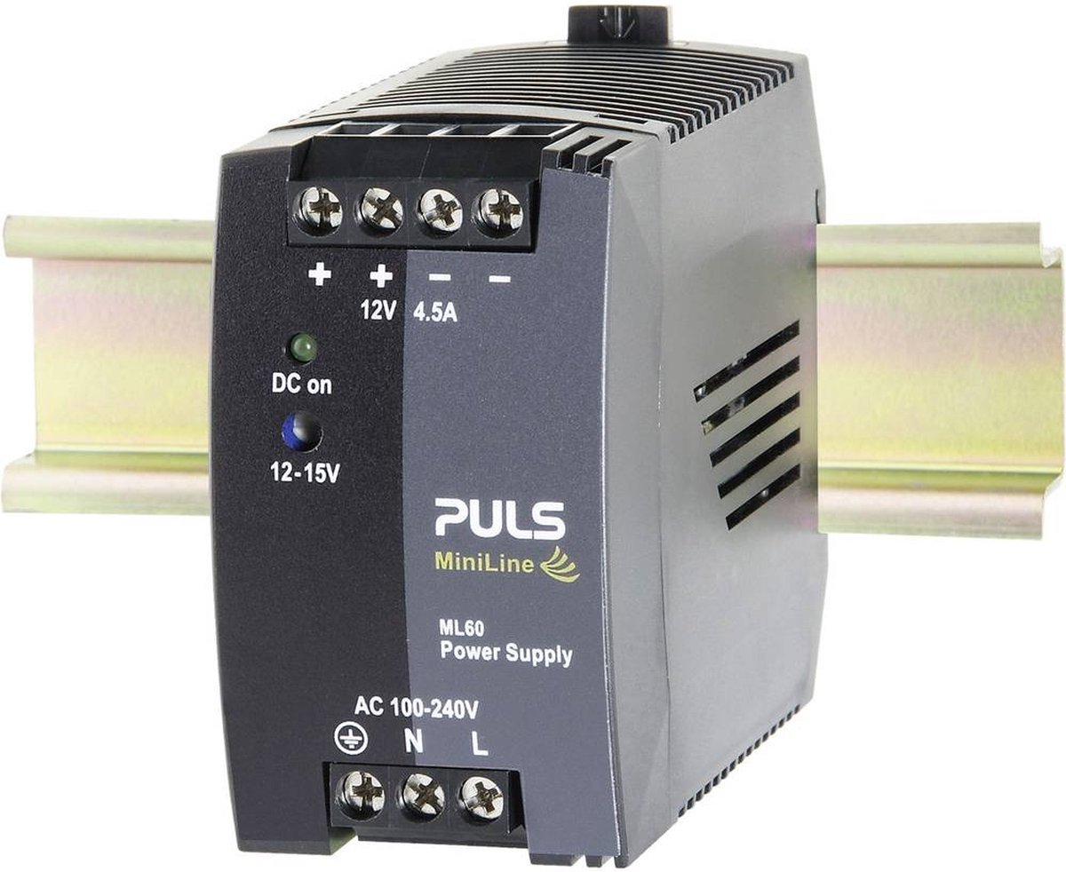 PULS MiniLine ML60.121 DIN-rail netvoeding 12 V/DC 4.5 A 54 W Aantal uitgangen: 1 x Inhoud: 1 stuk(s)