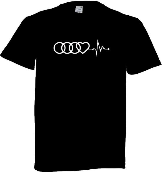 Grappig T-shirt - Audi - automerk - autoliefhebber - hartslag - heartbeat - maat L cadeau geven