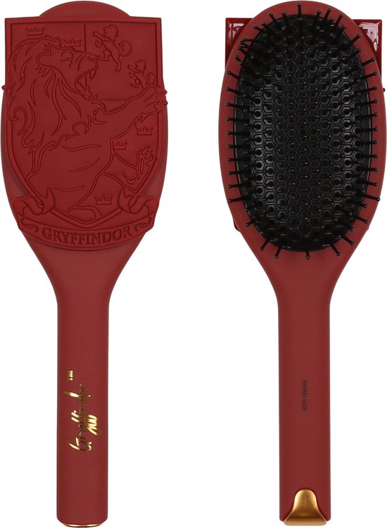 Harry Potter - Brosse à cheveux Gryffondor, brosse démêlante, ronde, bordeaux, lion