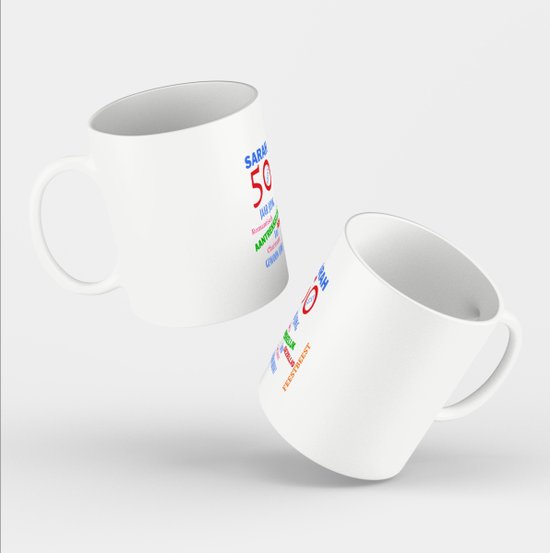 porte-clés monde - Mug Sarah 50 avec impression - cadeau d'anniversaire - maman - Texte drôle - Contenu 350 ML