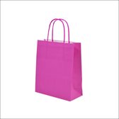 Pink Kraft Tas S (Small) - 50 Stuks - Papieren Draagtas met Gedraaid Papieren Koord - Hoogwaardig Kraft Papier - 100 grams Dikte - Compact en Stijlvol - Ideaal voor Kleine Aankopen en Geschenken