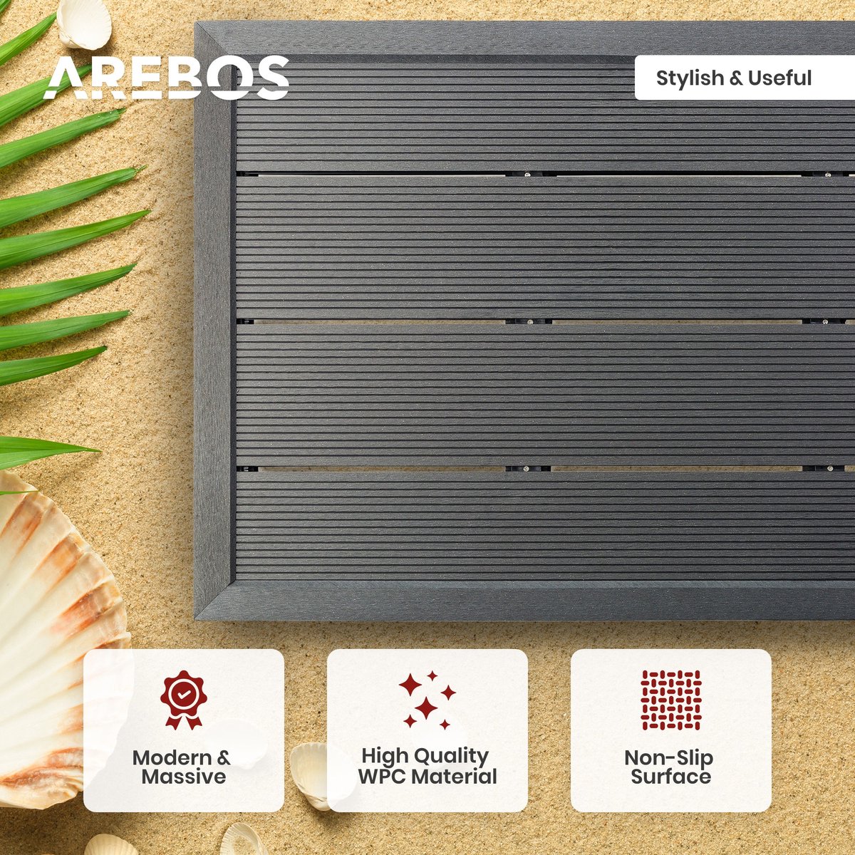 AREBOS 40 L Zonnedouche met thermometer en vloerelement thumbnail 6