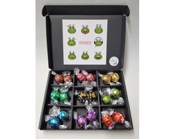 Chocolade Ballen Proeverij Pakket | Chocolade pakket met 9 verschillende chocolade smaken kwaliteits chocolade met Mystery Card ‘Opkikkertje’ (met persoonlijke videoboodschap) | Cadeaupakket | Feestdagen box | Chocolade cadeau | Valentijnsdag