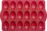 Madeleine bakvorm siliconen 36 x 23,5 x 2cm voor 18 madeleine | Rood | cakevorm met handgrepen | cakevormen | anti-aanbaklaag | voor oven en magnetron SILIMAD-PRO