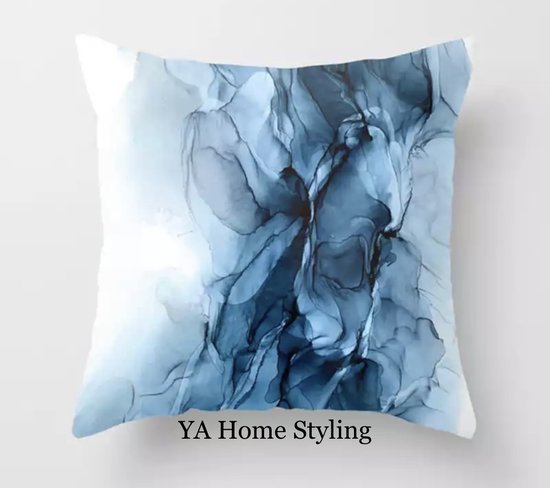 YA Home Styling - Sierkussen 45x45 cm - Blauw wit