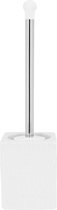 QUVIO Toiletborstel met houder - Toiletborstelhouder - Toiletborstel - Toilet accessoires - Keramiek - Kunststof - Wit - 9,5 x 9,5 x 41,5 cm