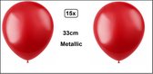 15x Ballonnen rood metallic 33cm - Ballon thema feest festival party helium carnaval
