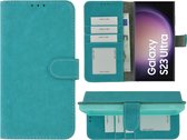 Pearlycase hoesje Geschikt voor Samsung Galaxy S23 Ultra - Kunstleer Book Case - Turquoise