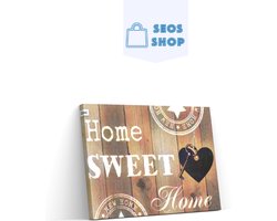 SEOS Shop ® Diamond Painting Volwassenen - Diamond Painting Kinderen - Diamond Painting Pakket Volledig - Home Sweet Home Hout Look - 30x20 cm