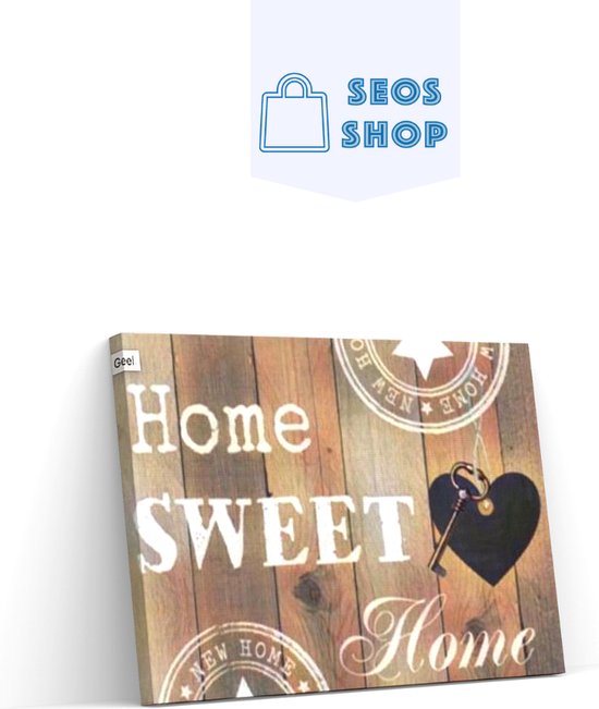 SEOS Shop ® Diamond Painting Volwassenen - Diamond Painting Kinderen - Diamond Painting Pakket Volledig - Home Sweet Home Hout Look - 30x20 cm