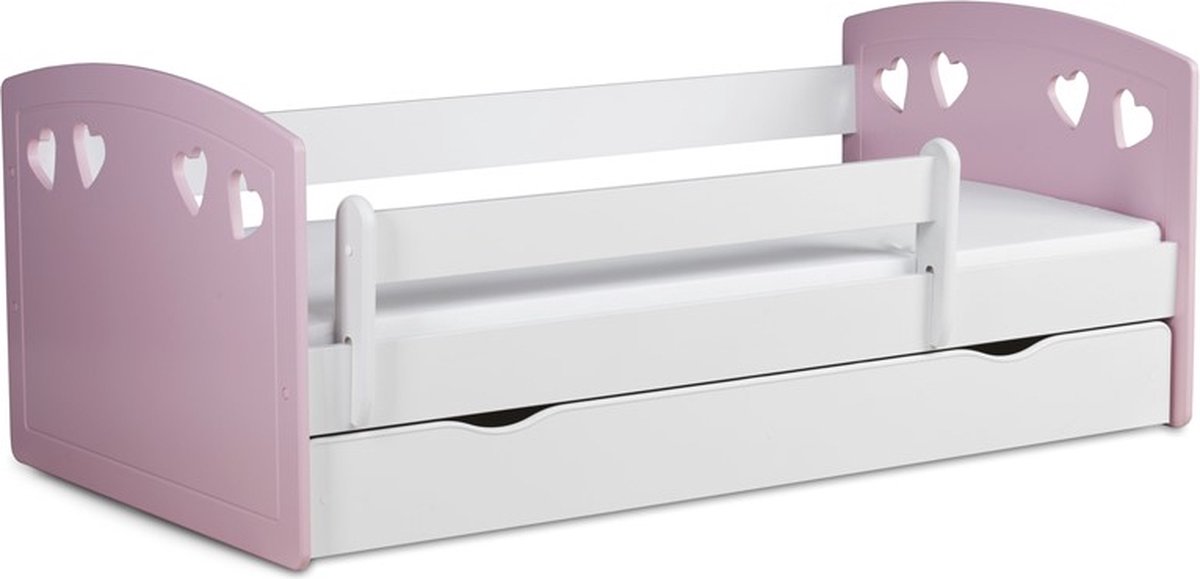 Bed Julia mix roze wit zonder lade met matras 140/80